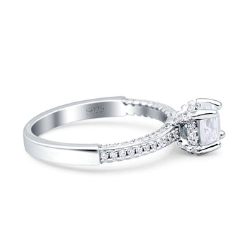 Wholesale Solitaire Accent Round Engagement Ring Simulated Cubic Zirconia 925 Sterling Silver